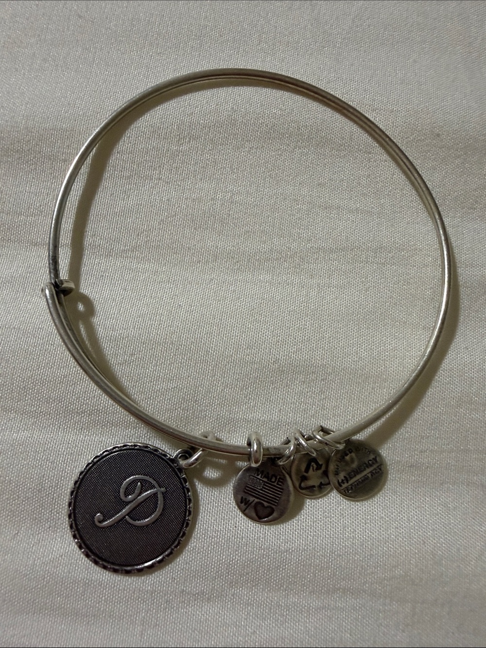 Alex and Ani Silver-Tone Initial D Charm Bangle
